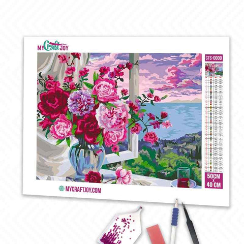 Flowers on the window - DIY Diamond Painting Kit