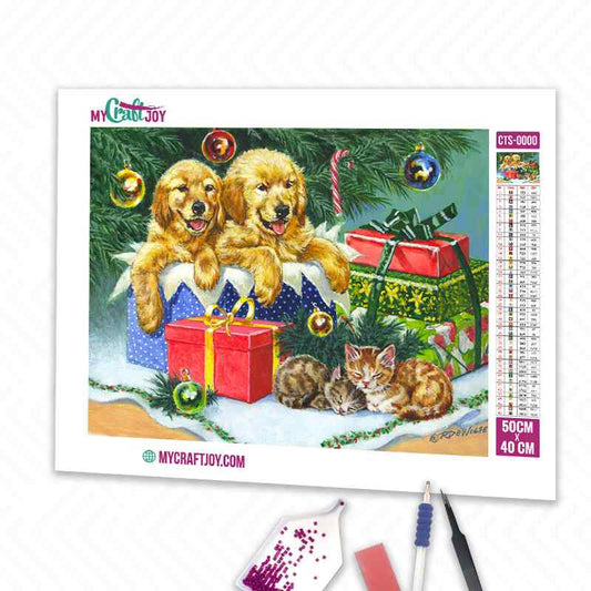 Christmas Puppies - DIY Diamond Painting Kit