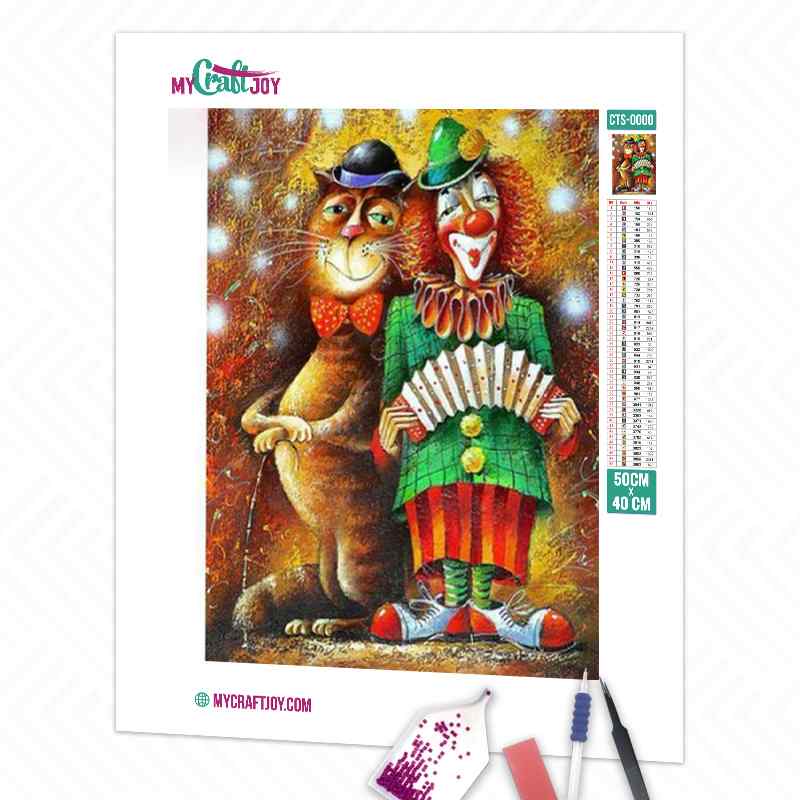 Clown and Cat - DIY Diamond Painting Kit