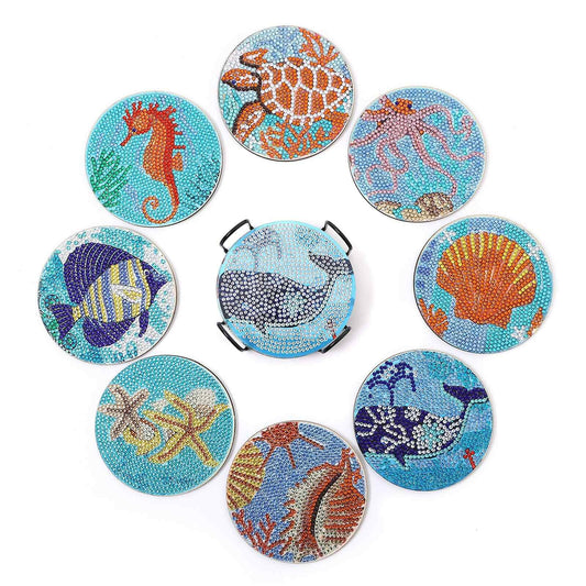 Sea Animals 8-pack - Diamond Painting Coasters
