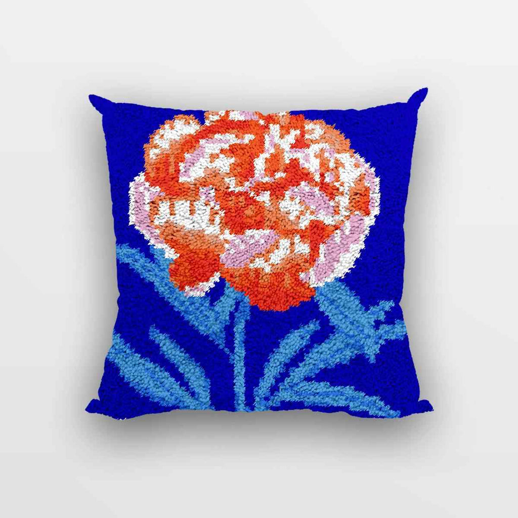 Lone Flower Pillowcase - (17x17in - 43x43cm) - DIY Latch Hook Kit