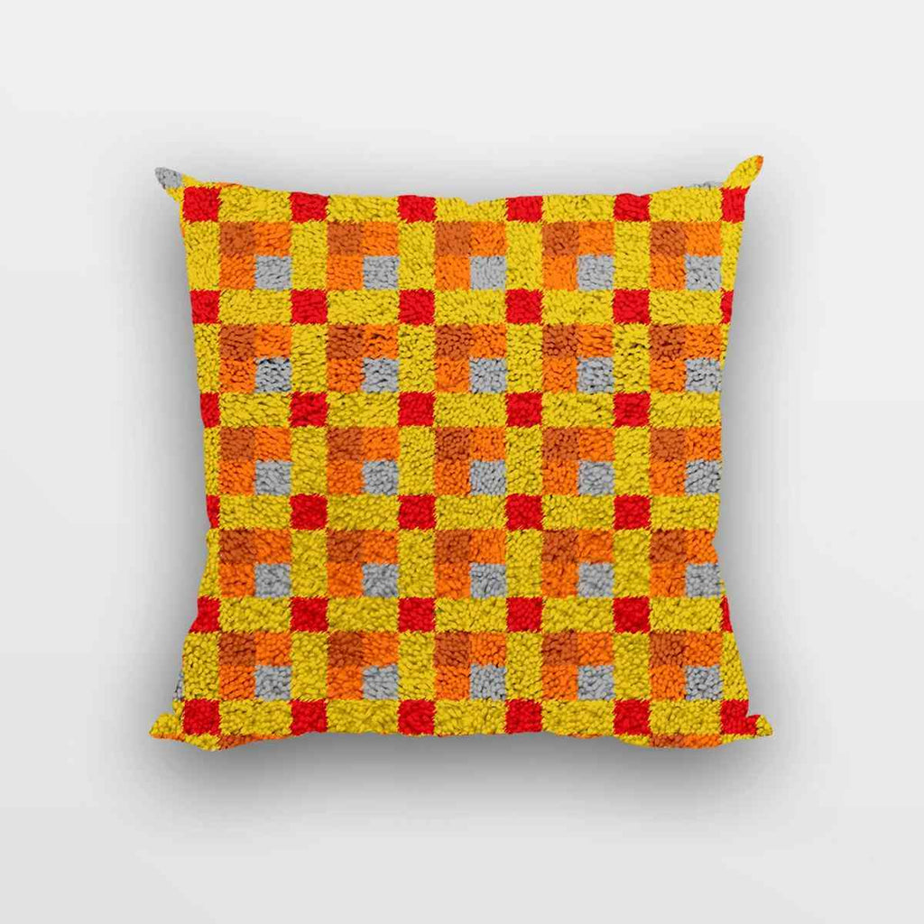Squares Pillowcase - (17x17in - 43x43cm) - DIY Latch Hook Kit