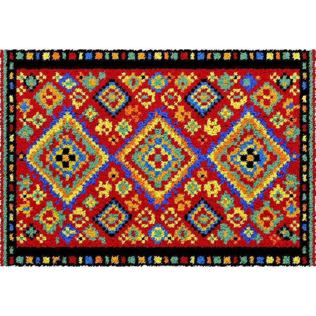 Diamond Pattern Rug - (16x24in - 40x60cm) - DIY Latch Hook Kit