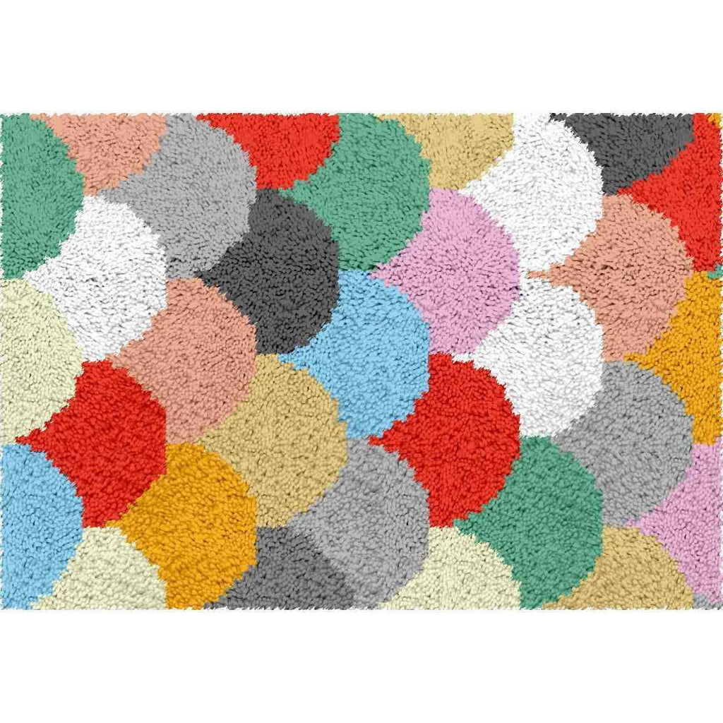 Rainbow Fluffs Rug - (16x24in - 40x60cm) - DIY Latch Hook Kit