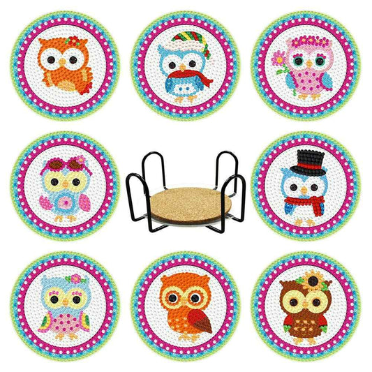 Owls 8-pack - Diamond Painting Coasters