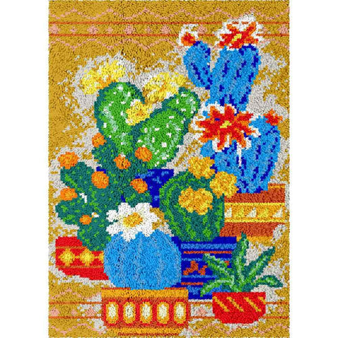 Cactus Pots - (23x33in - 60x85cm) - DIY Latch Hook Kit