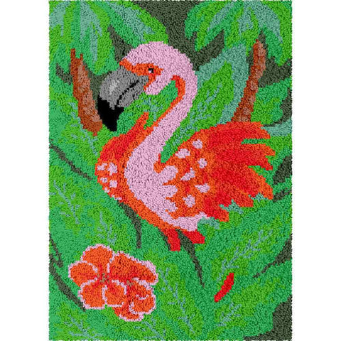 Pink Flamingo - (23x33in - 60x85cm) - DIY Latch Hook Kit