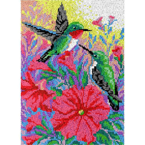Floral Birds - (23x33in - 60x85cm) - DIY Latch Hook Kit