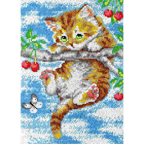 Cat in Trouble - (23x33in - 60x85cm) - DIY Latch Hook Kit