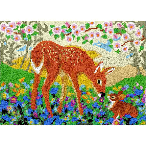 Garden Deers - (33x23in - 85x60cm) - DIY Latch Hook Kit