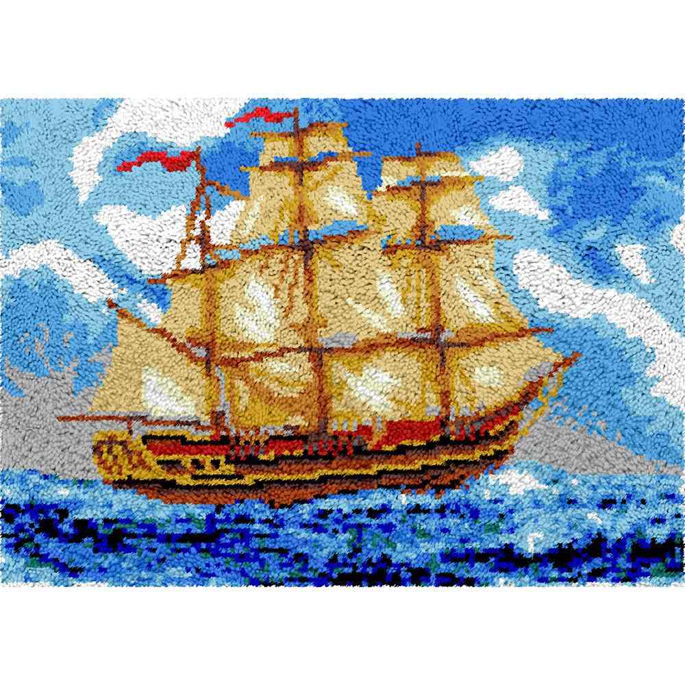 Pirate Ship - (33x23in - 85x60cm) - DIY Latch Hook Kit