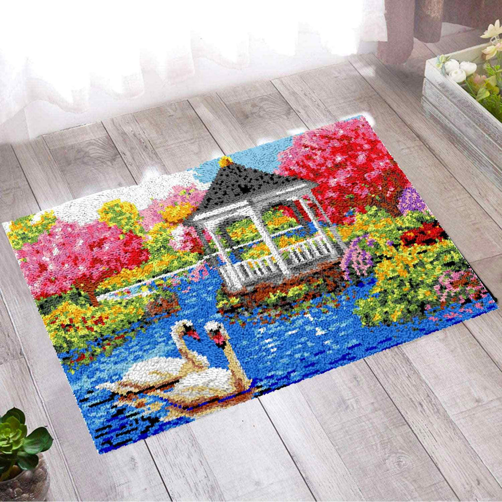 Swan Gazebo - (33x23in - 85x60cm) - DIY Latch Hook Kit