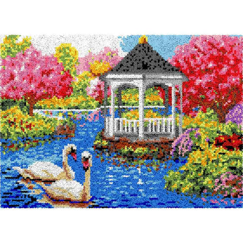 Swan Gazebo - (33x23in - 85x60cm) - DIY Latch Hook Kit