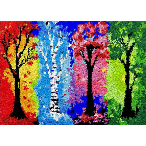 Season Trees - (33x23in - 85x60cm) - DIY Latch Hook Kit