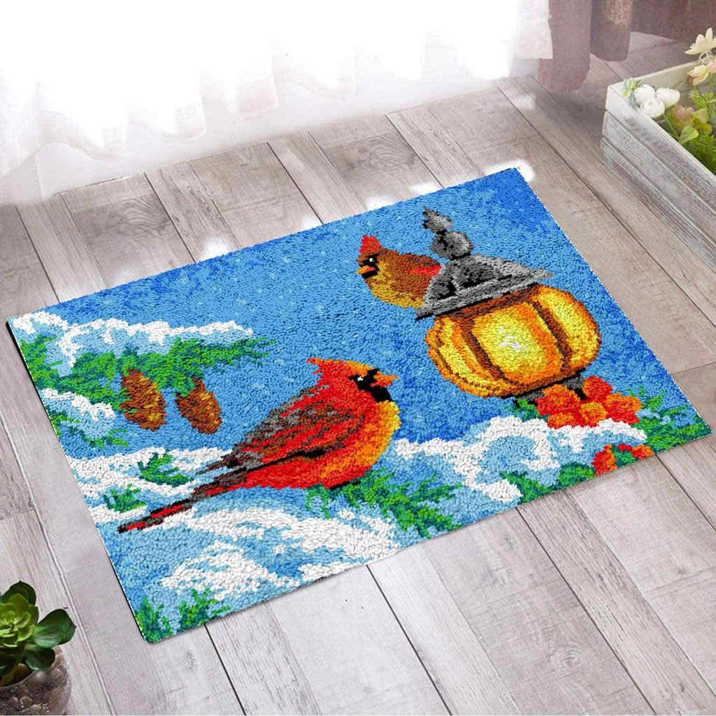 Bird Lanterns - (33x23in - 85x60cm) - DIY Latch Hook Kit