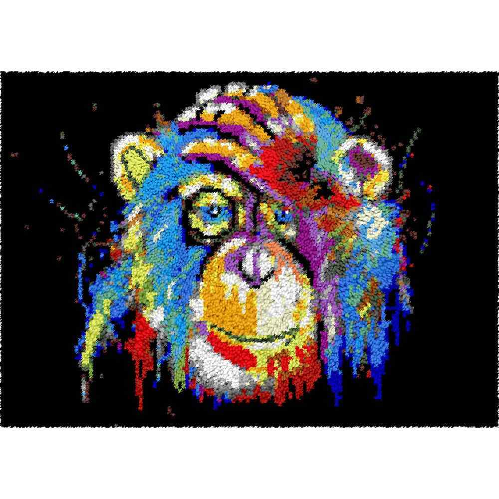 Abstract Monkey - (33x23in - 85x60cm) - DIY Latch Hook Kit