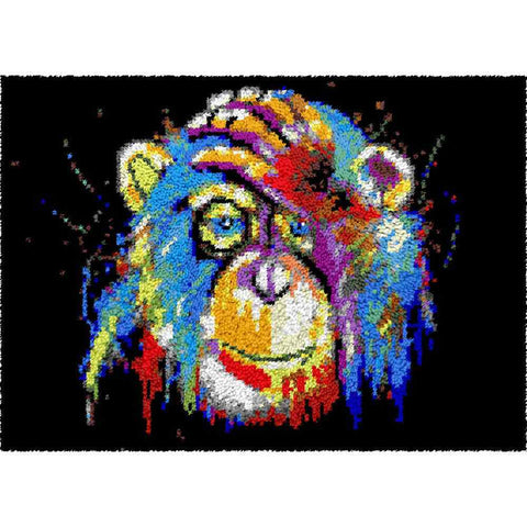 Abstract Monkey - (33x23in - 85x60cm) - DIY Latch Hook Kit