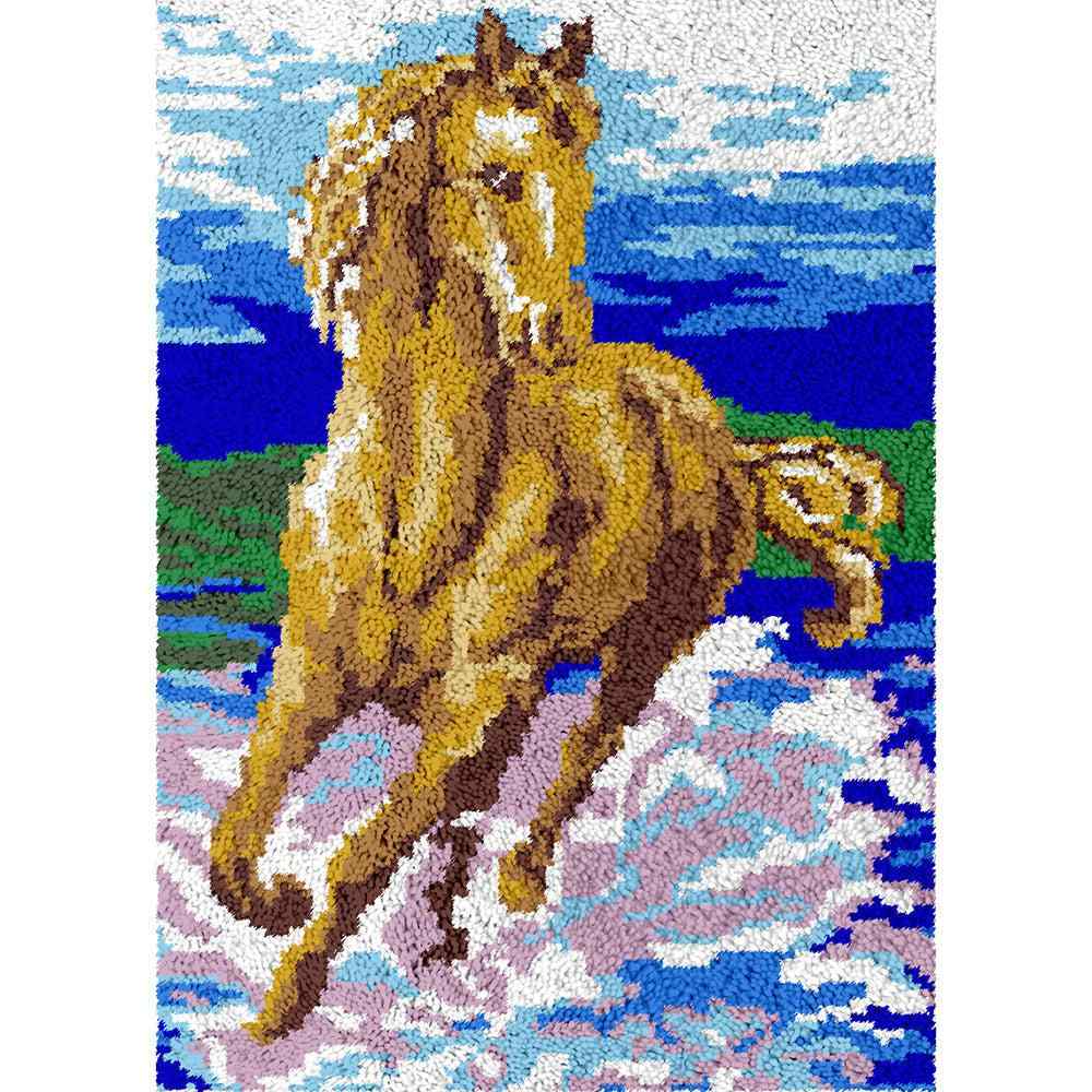 Brown Horse - (23x33in - 60x85cm) - DIY Latch Hook Kit