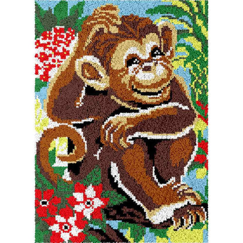 Happy Monkey - (23x33in - 60x85cm) - DIY Latch Hook Kit