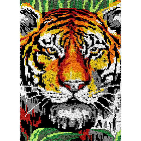 Angry Tiger - (23x33in - 60x85cm) - DIY Latch Hook Kit