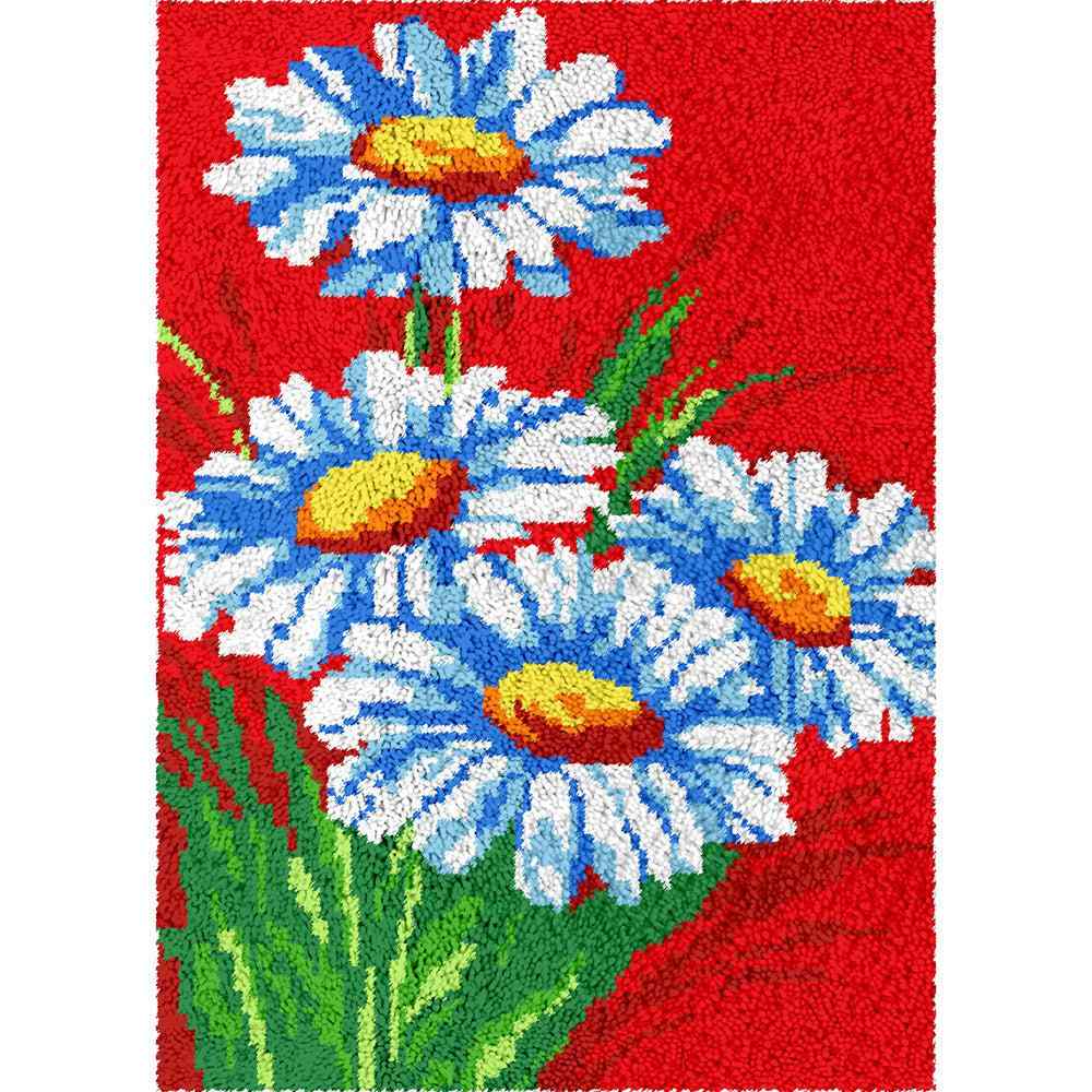 Blue Lilies - (23x33in - 60x85cm) - DIY Latch Hook Kit