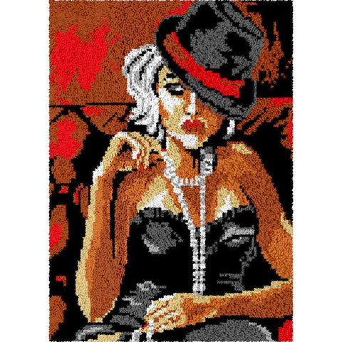 Mafia Lady - (23x33in - 60x85cm) - DIY Latch Hook Kit
