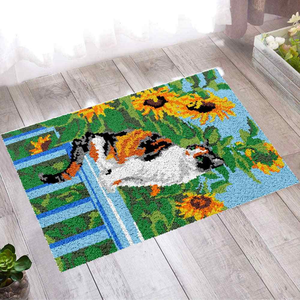 Sunflower Kitty - (23x33in - 60x85cm) - DIY Latch Hook Kit
