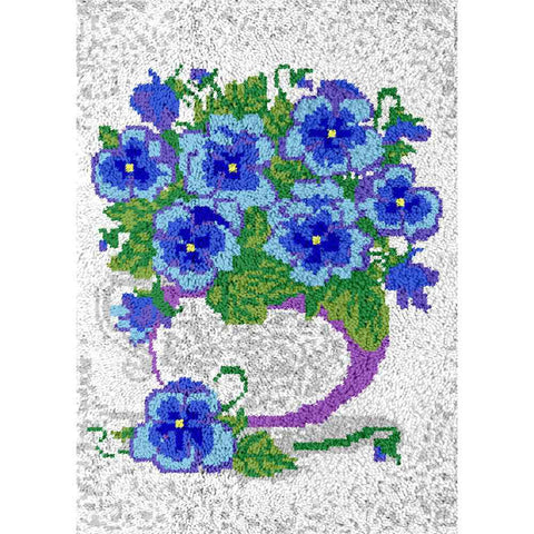 Blue Pretties - (23x33in - 60x85cm) - DIY Latch Hook Kit