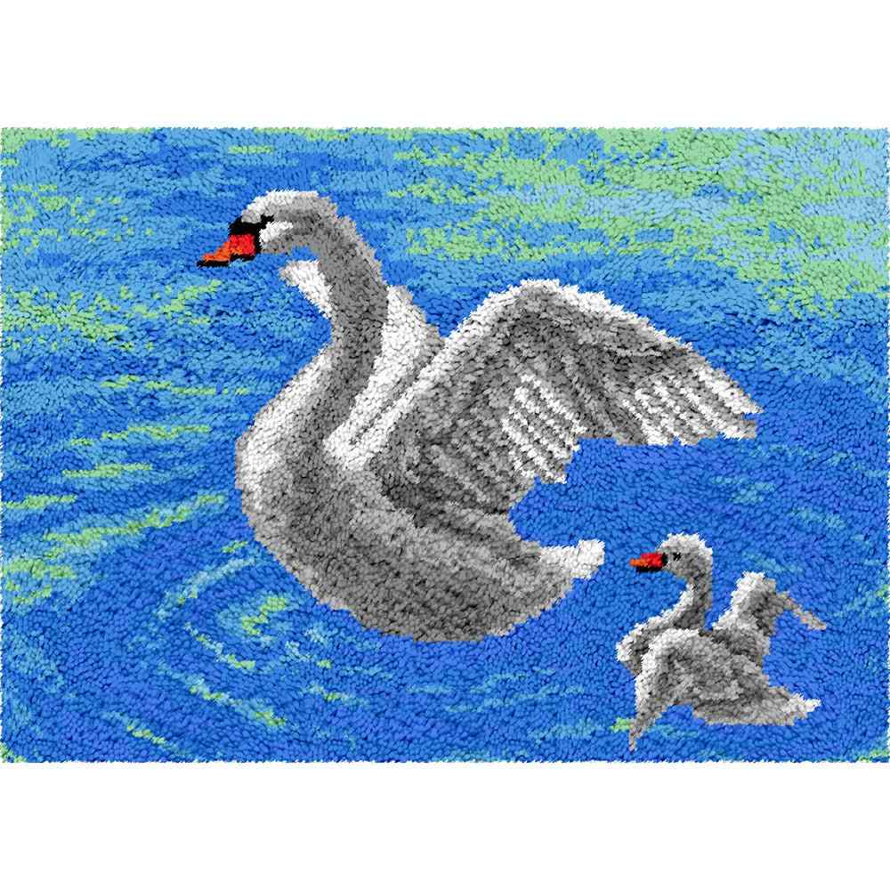 Swans - (33x23in - 85x60cm) - DIY Latch Hook Kit