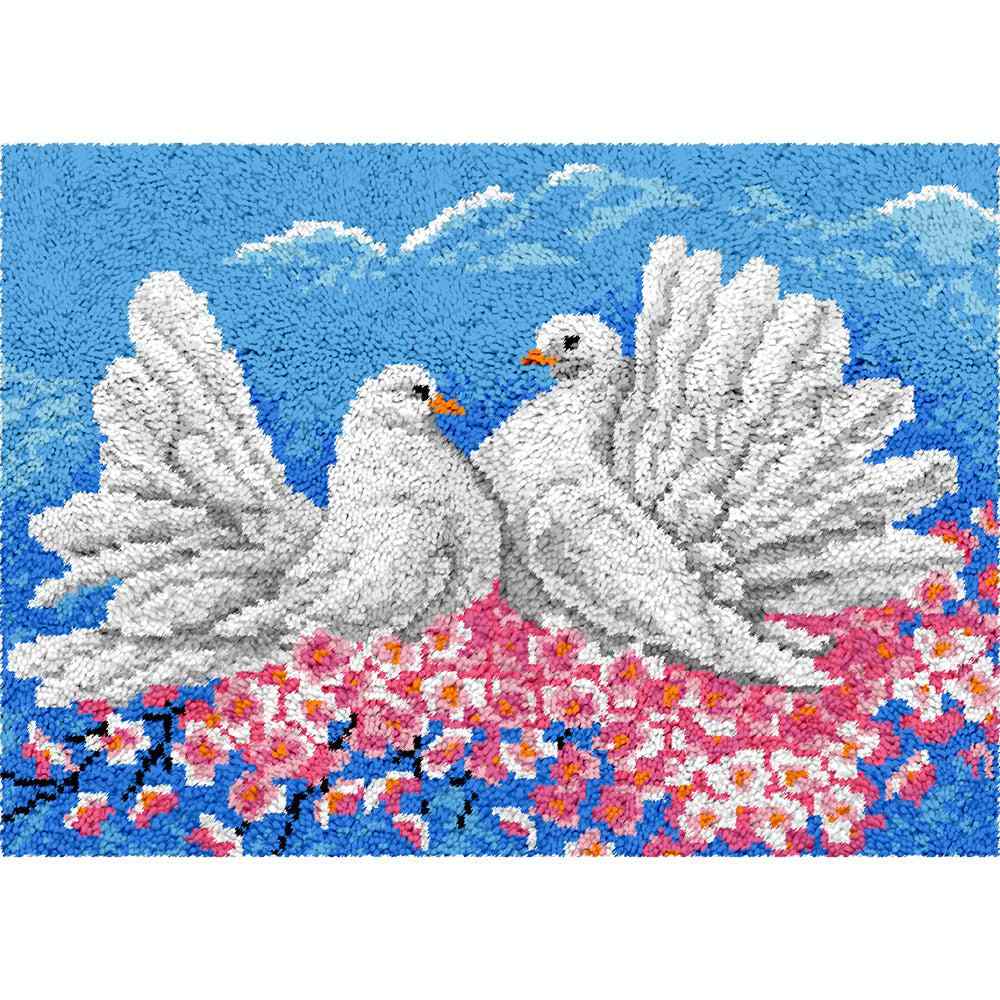 Couple Doves - (33x23in - 85x60cm) - DIY Latch Hook Kit