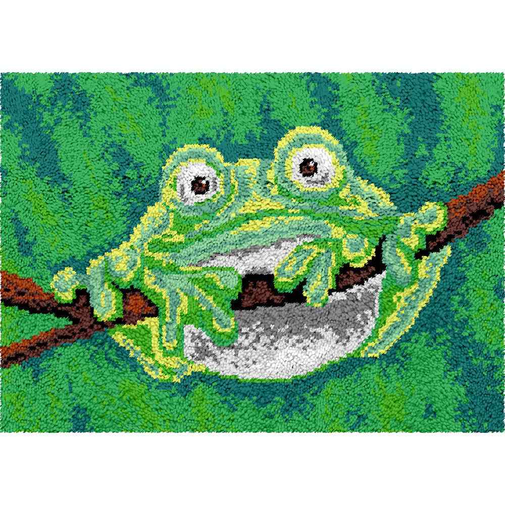 Branch Frog - (33x23in - 85x60cm) - DIY Latch Hook Kit