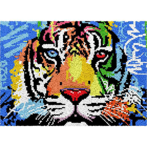 Close-up Tiger - (33x23in - 85x60cm) - DIY Latch Hook Kit