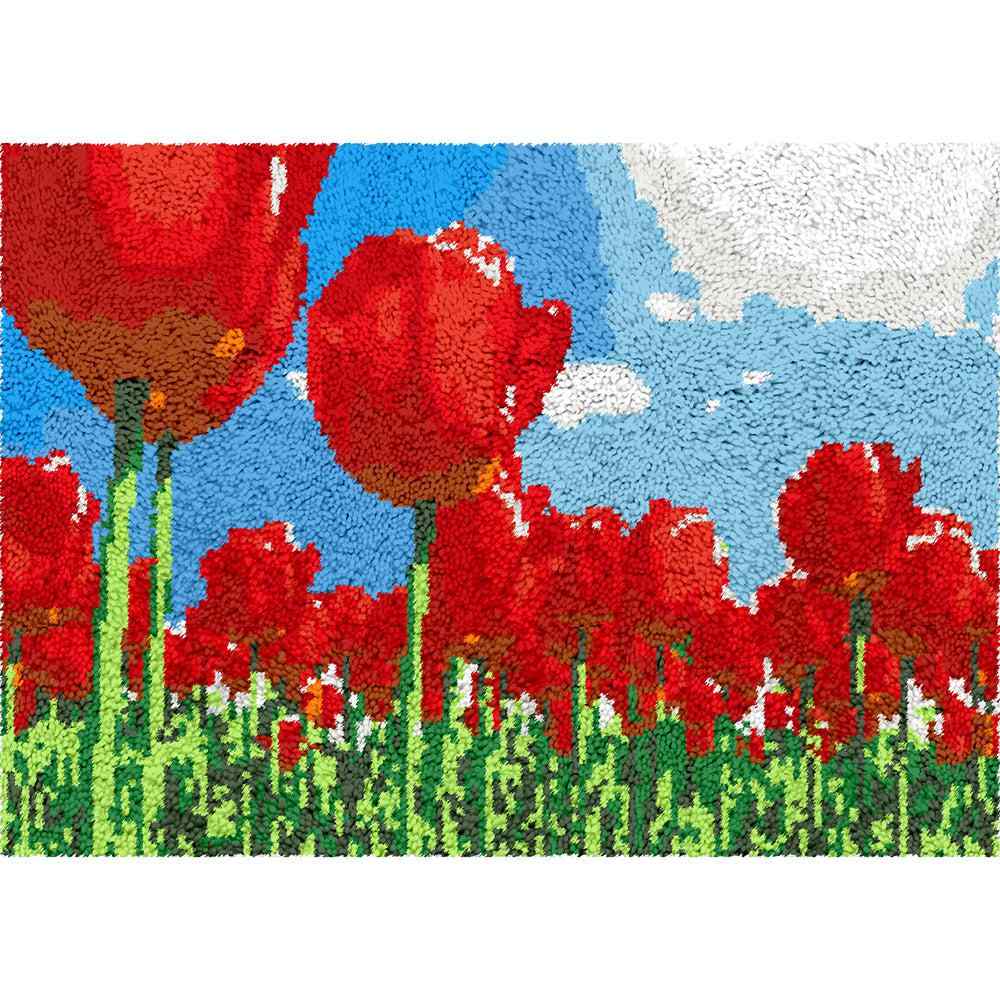 Rose Field - (33x23in - 85x60cm) - DIY Latch Hook Kit