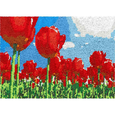 Rose Field - (33x23in - 85x60cm) - DIY Latch Hook Kit