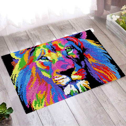 Abstract Lion - (33x23in - 85x60cm) - DIY Latch Hook Kit