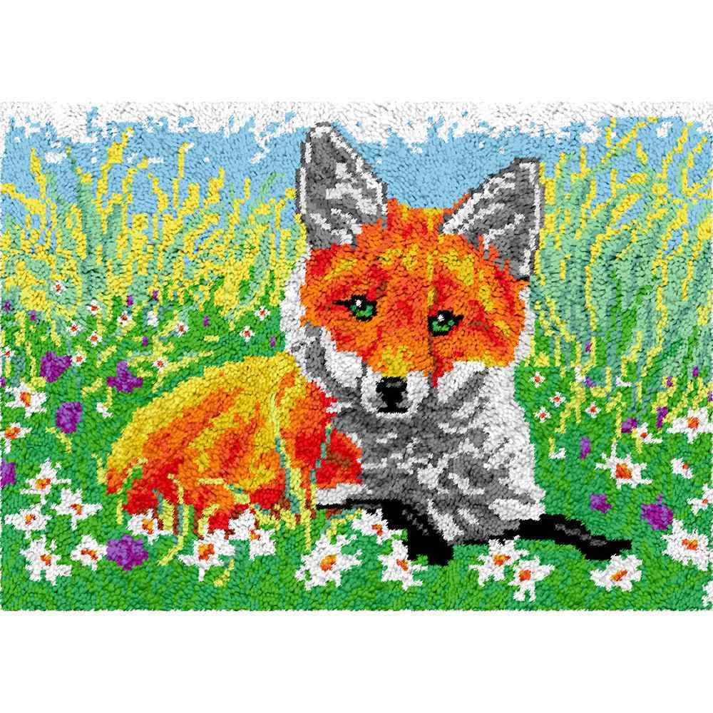 Lone Fox - (33x23in - 85x60cm) - DIY Latch Hook Kit