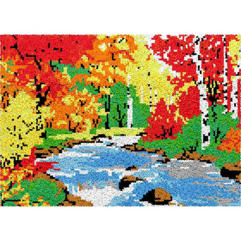 Fall Forest - (33x23in - 85x60cm) - DIY Latch Hook Kit