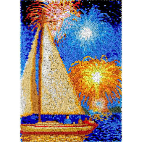 Seaboat - (23x33in - 60x85cm) - DIY Latch Hook Kit