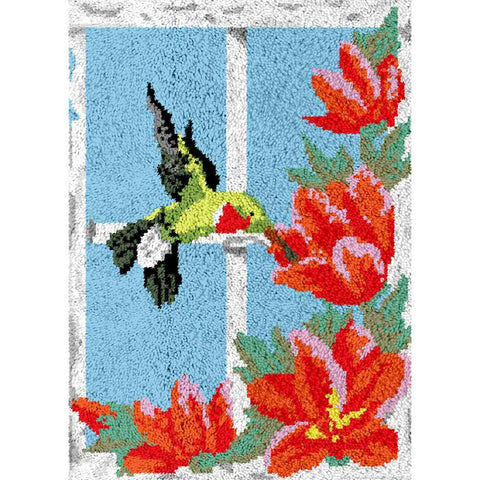 Window Bird - (23x33in - 60x85cm) - DIY Latch Hook Kit