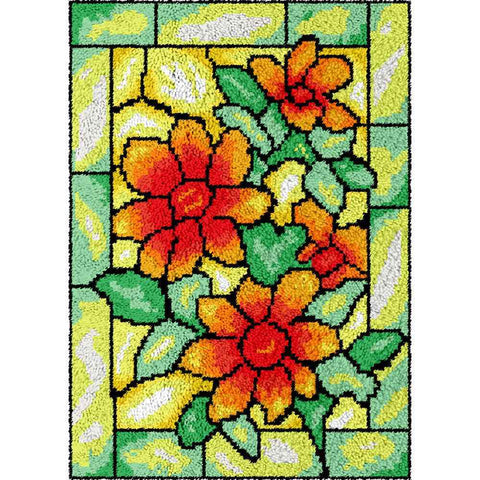 Elegant Flowers - (23x33in - 60x85cm) - DIY Latch Hook Kit