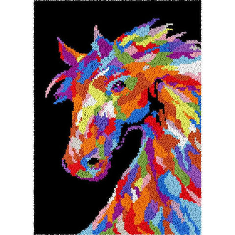 Abstract Horse - (23x33in - 60x85cm) - DIY Latch Hook Kit