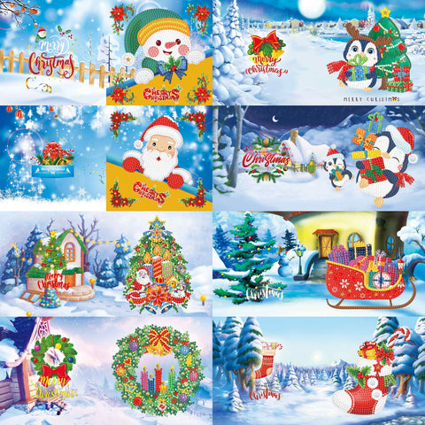Diamond Painting Christmas Cards [8 Pack]