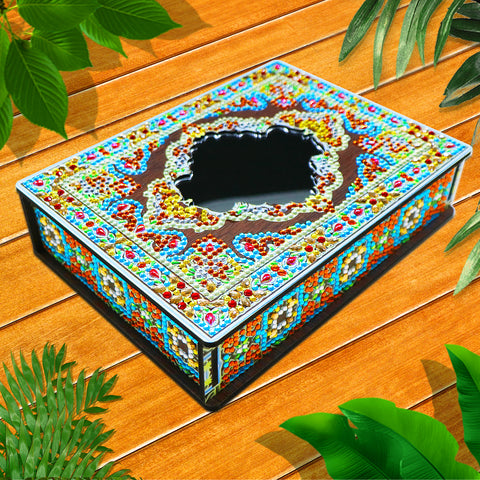 Wood Box Organizer with Mirror - Diamond Painting Accessories