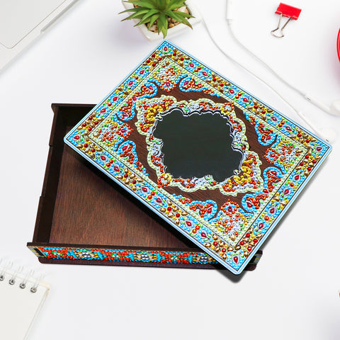 Wood Box Organizer with Mirror - Diamond Painting Accessories