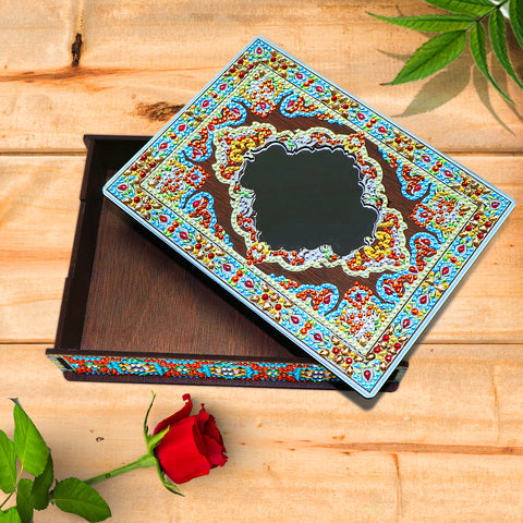 Wood Box Organizer with Mirror - Diamond Painting Accessories