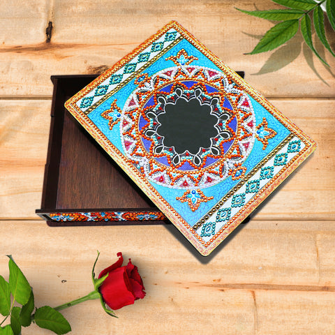 Wood Box Organizer with Mirror - Diamond Painting Accessories