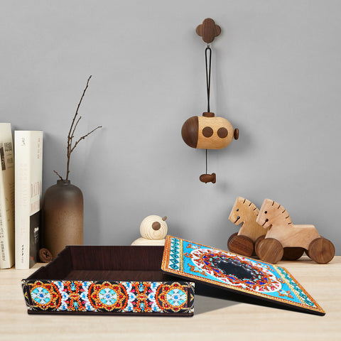 Wood Box Organizer with Mirror - Diamond Painting Accessories