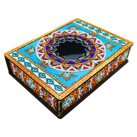 Wood Box Organizer with Mirror - Diamond Painting Accessories