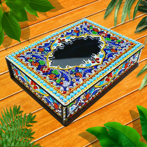 Wood Box Organizer with Mirror - Diamond Painting Accessories