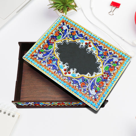 Wood Box Organizer with Mirror - Diamond Painting Accessories